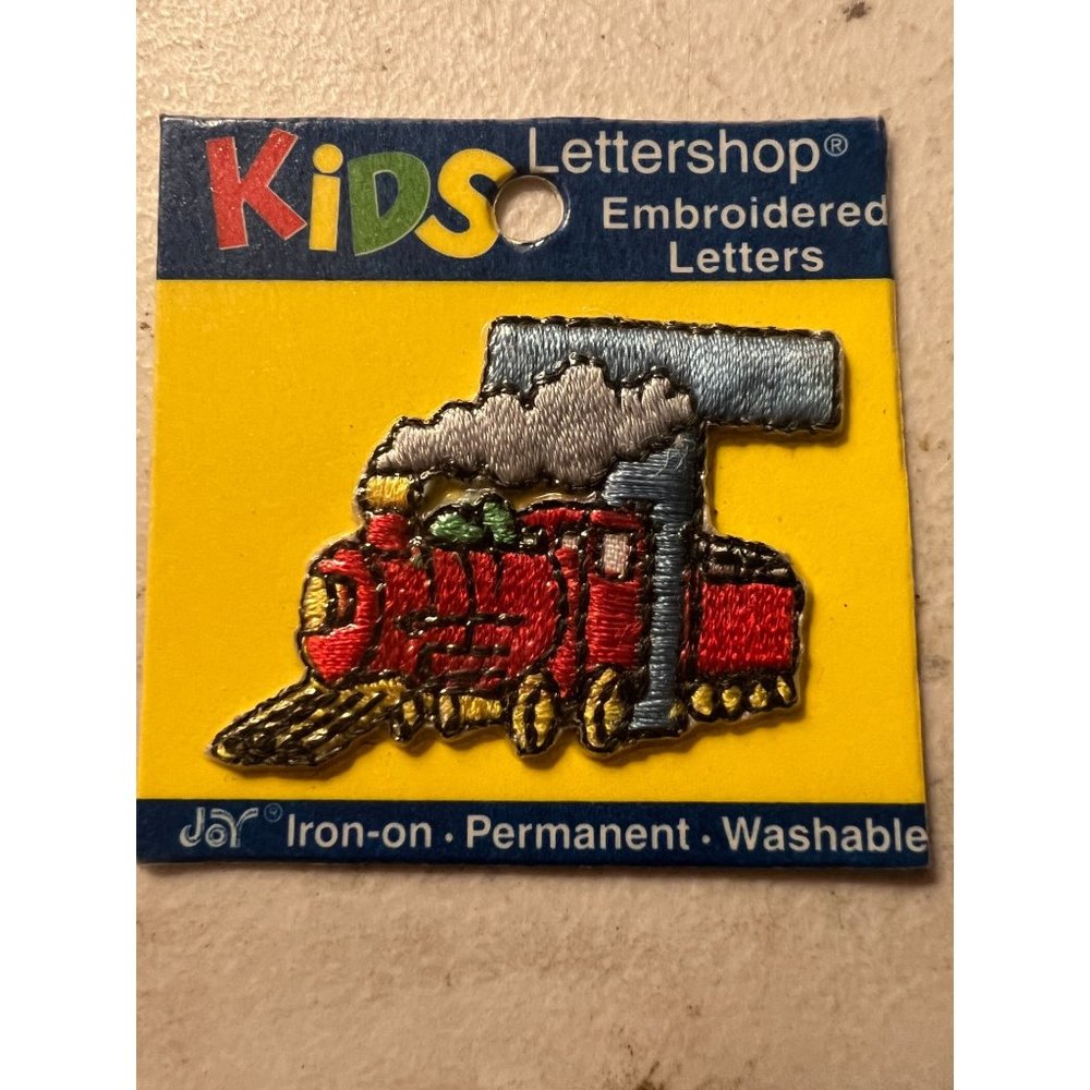 Joy Kids Letter Shop Embroidered Letters "T" with Train Iron On Patch NEW